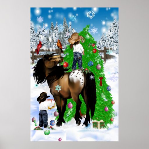 Un cheval et affiches de Noël d'enfant