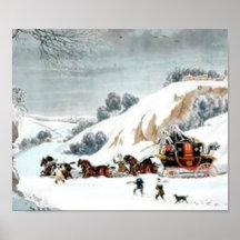 un courrier dans la neige profonde poster