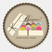 Un douzaine Français Macarons Bonjour personnalisé Autocollant Rond