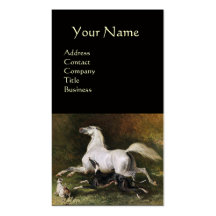 Un étalon arabe gris galopant avec le monogramme d carte de visite