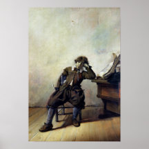 Un jeune étudiant dans son étude ou, le fumeur posters