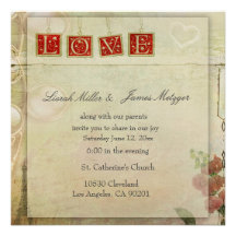 Un petit invitation démodé de mariage avec AMOUR