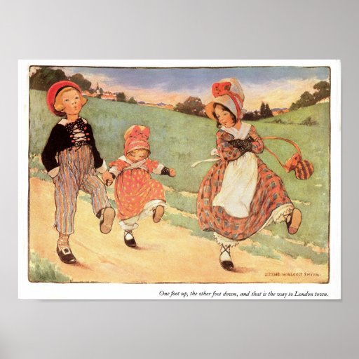 Un pied, une de pied copie de comptine vers le bas affiches