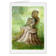 Un vieux rondin et écureuil cartes de vœux