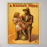 Une affiche vintage de théâtre de HÉROS EN LAMBEAU