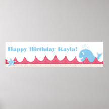 Une baleine d'une bannière d'anniversaire poster