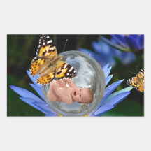 Une bulle mignonne de papillon de lis de bébé sticker rectangulaire
