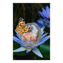 Une bulle mignonne de papillon de lis de bébé motifs pour papier à lettre