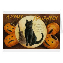 Une joyeuse carte de chat de Halloween