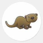 Une loutre amicale douce adhésif rond
