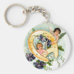 Une salutation d'ange de joyeux anniversaire porte-clés