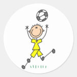 Uniforme jaune du football de garçon adhésifs ronds