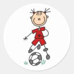 Uniforme rouge du football de fille adhésifs
