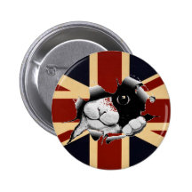 Union Jack drôle les Anglais Kitty Badge Avec Épingle