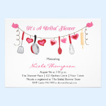 Ustensiles de cuisine, douche de guirlande de coeu invitations