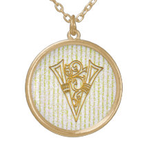 V collier initial de "rayure de Pin d'or" de monog