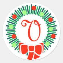 V monogramme (rétro guirlande de Noël) Autocollants Ronds
