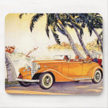 Vacances de famille vintages dans une voiture conv tapis de souris