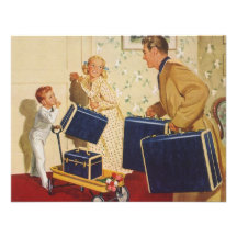 Vacances de famille vintages, valises d'enfants de invitations