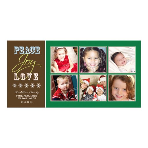 Vacances Photocard (vert) de famille de Paix-Joie- Carte Avec Photo