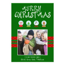 Vacances Photocard (vert) de globes de neige Faire-parts