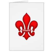 Vacances rouges Fleur de lis Cards de sucrerie Cartes De Vœux