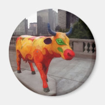 Vache à Chicago sur le défilé Magnets Pour Réfrigérateur
