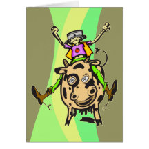 Vache à équitation d'homme cartes de vœux