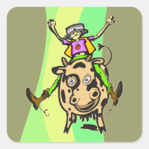 Vache à équitation d'homme stickers carrés