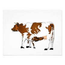 Vache à mère avec le veau faire-parts