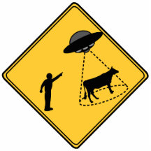Vache à signe de route et sculpture coupée par UFO Photo En Relief