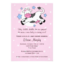 Vache au-dessus de baby shower de lune faire-parts