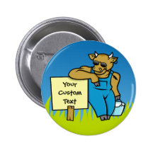 Vache avec le signe badges avec agrafe