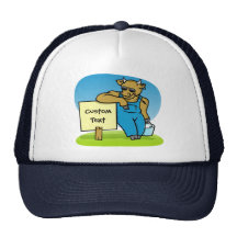 Vache avec le signe casquettes