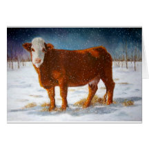VACHE DE BOUCHERIE DE HEREFORD : ART EN PASTEL CARTES DE VŒUX
