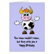 Vache drôle à bande dessinée carte de vœux
