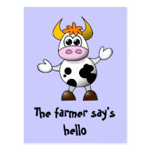 Vache drôle à bande dessinée carte postale