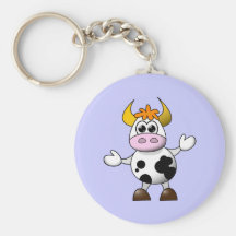 Vache drôle à bande dessinée porte-clefs