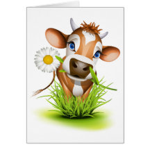 Vache du Jersey dans l'herbe Carte De Vœux