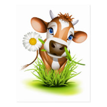 Vache du Jersey dans l'herbe Cartes Postales