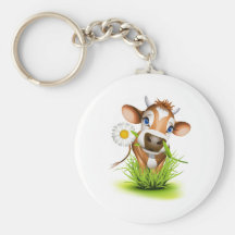 Vache du Jersey dans l'herbe Porte-clef