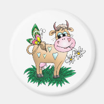 Vache et papillon mignons aimant