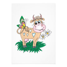 vache et papillon mignons bristols
