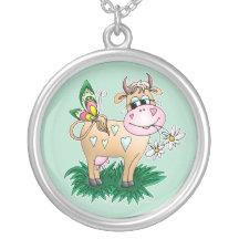 Vache et papillon mignons pendentif