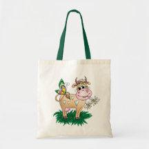 Vache et papillon mignons sacs fourre-tout
