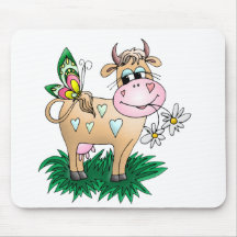 Vache et papillon mignons tapis de souris