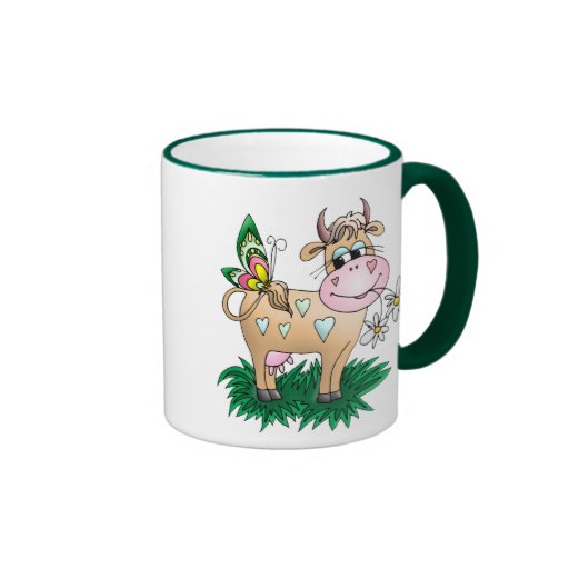 Vache et papillon mignons tasses