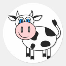 Vache heureuse - personnalisable ! adhésifs ronds