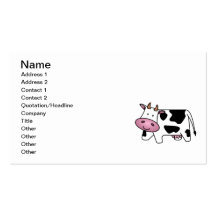 Vache laitière mignonne cartes de visite professionnelles