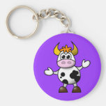 Vache mignonne à bande dessinée porte-clé